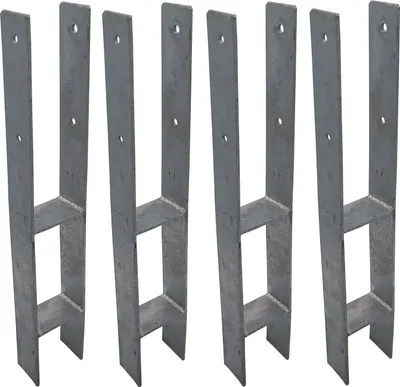 Produktbild von BURI 4er Set H-Anker Pfostenträger feuerverzinkt 91 mm / 600 mm H-Träger Pfostenanker
