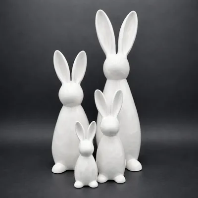 Produktbild von Keramik Hase stehend 12,5cm – Moderne Osterdekoration, Weiß