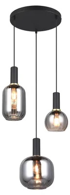 Zdjęcie produktu dla Lampa wisząca DIVA czarna-chromowana 3xE27x10W szkło wym:150x38x30cm IP20 Trio