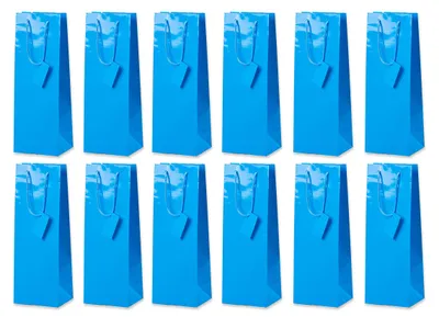 Produktbild von Flaschentüte Geschenktüten 12 Stück einfarbig Blau, Geburtstagsgeschenk, Tüten für Flaschen als Geschenk zu besonderen Anlässen