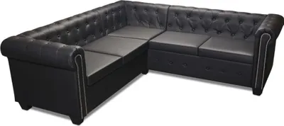 A black sectional sofa.