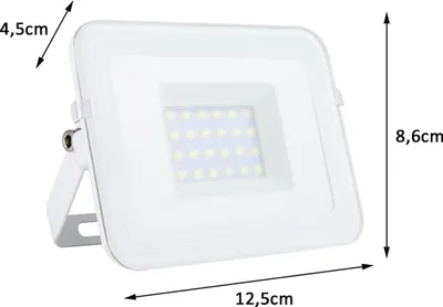 Produktbild von LED Fluter mit Befestigungsbügel, Strahler weiß flaches Design, 20Watt, IP65