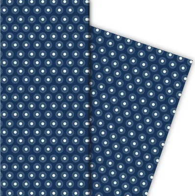 Produktbild von Indigo Geschenkpapier mit kleinem Sonnen Muster - G8363, 32 x 48cm