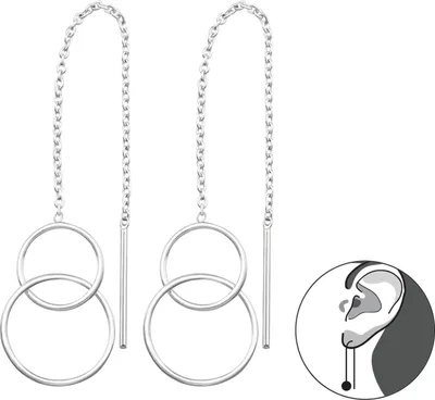 Produktbild von 925 Sterling Silber Durchzieher Ohrringe mit Doppelring