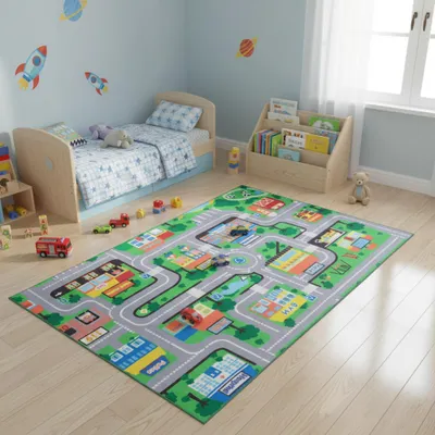Produktbild von Tapiso Teppich JOY Kurzflorteppich rutschfest pflegeleicht modern Spielteppich Kinderzimmer 160 x 230 cm