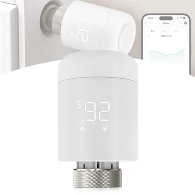 Produktbild von Smarter Heizkörperthermostat, WLAN-Thermostat, Heizungsregler, Thermostat mit App-Steuerung und Sprachsteuerung, programmierbares Thermostat