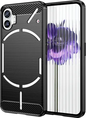 Produktbild von Nothing Phone 1 Hülle, Carbon-Faser TPU Silikon Stoßfest Schutzhülle für Nothing Phone 1 Schwarz