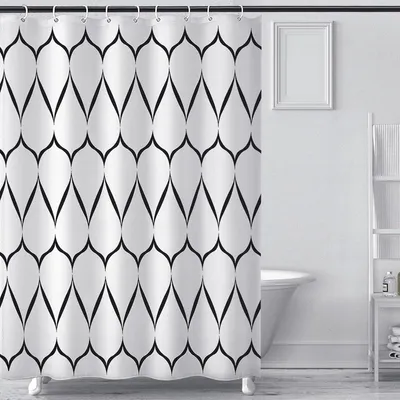 Zdjęcie produktu dla Zasłona prysznicowa, wzór w paski, odporna na pleśń, 240 x 200 cm, poliester, do łazienki