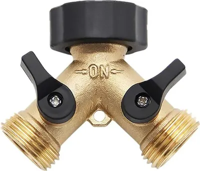 Produktbild von 3/4 "Hahn-Y-Verteiler,Gartenschlauch-Verteiler,Y-Ventil, Zweiwege-Messing-Hahnverteiler mit Komfortgriff-Absperrventilen