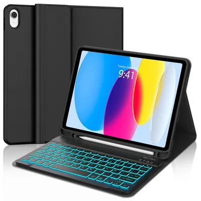Produktbild von Tastatur Hülle für A16 11th 10th Generation 11 Zoll Kompatibilität Schwarz Schwarz-Hintergrundbeleuchtung
