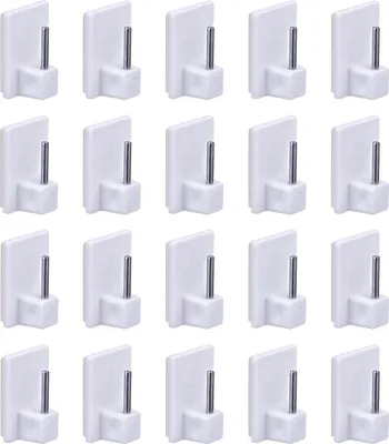 Produktbild von 20x Gardinenhaken Klebehaken Selbstklebend Haken Weiß für Gardinenstangen Vitragestangen Gardinenhalter