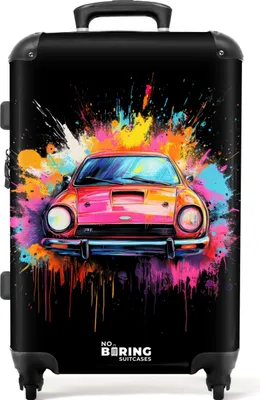 Produktbild von NoBoringSuitcases.com® Großer Koffer - Rosa Auto mit bunter Farbe - Kombinationsschloss TSA - Hartschalen Trolley 4 Rollen - 72 liter - Reisekoffer - 66 cmKoffer Mittelgroß 67x43x25 cm, 72L,