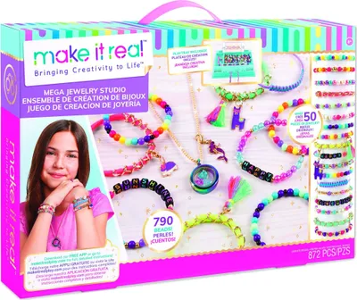 Produktbild von Make it Real Mega Jewellery Studio, Schmuck-Bastelset für Kinder, 8 Jahr(e), Kunststoff, Mehrfarbig, 872 Stück(e)