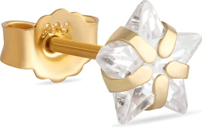 Produktbild von Einzel 5mm Damen Ohrstecker Stern Krappenfassung Zirkonia 333 Gelb Gold 8 Karat