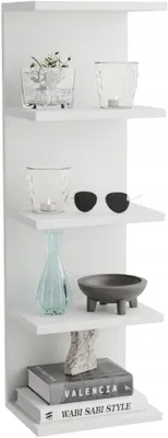Obrázok produktu pre Nástenná polica ComfortCove, závesná polica, knižná polica, plávajúca polica - 5 priehradiek, 77 cm, biela matná, do obývačky, kancelárie, spálne a kuchyne