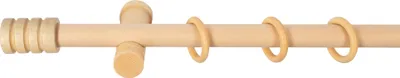 Produktbild von SN Deco - Stilgarnitur Gardinenstange Vorhangstange Pisa, Holz, moderner Träger, 28 mm, 1-Lauf, Komplettset mit Ringen, Farbe Natur, 420 cm (3x140 cm)
