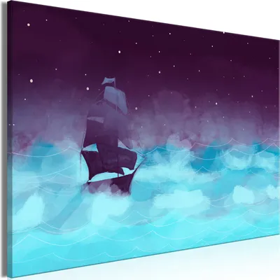 Produktbild von Italienischer Leinwand Leinwandbild - Night Waves (1 Part) Wide - Third Variant 30x20 cm Landschaften c-A-10028-b-c