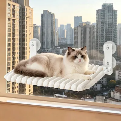 Katzen-Hängematte fürs Fenster, faltbar, weiß