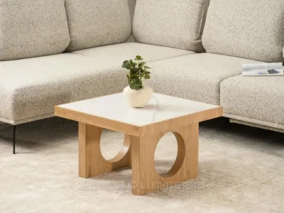 Immagine prodotto di Tavolino da caffè RICOS - marmo bianco / rovere