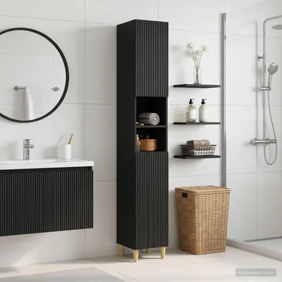 Obrázok produktu pre Maison Exclusive – Skrinka do kúpeľne s otvorenou policou, model ARNHEM, farba: čierna