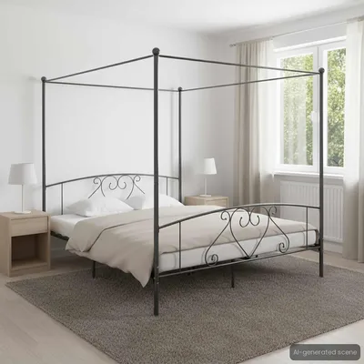 Produktbild von vidaXL Himmelbett-Gestell Grau Metall 180 x 200 cm