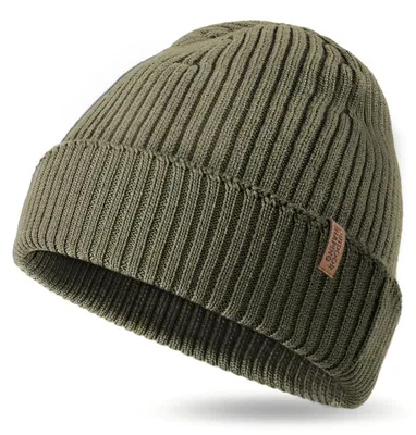 Immagine prodotto di Berretto da Lana, effetto a coste, verde militare, da uomo e da donna