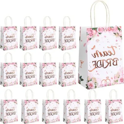 Produktbild von Rosa Geschenktüten mit Blumen 15 Stück