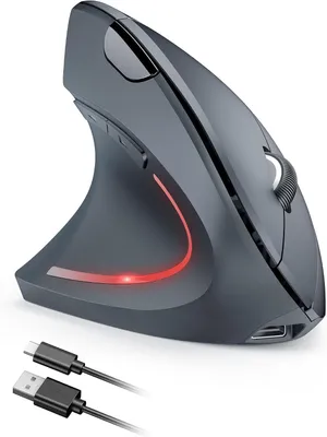 Zdjęcie produktu dla Ergonomiczna mysz - Bezprzewodowa mysz - Wygodna praca - Ładowalna - Cicha konstrukcja - 4800 DPI - Szara