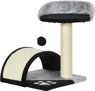 Produktbild von Schwarzer Katzenkratzbaum mit Spielbällen und Sisalseilen 35,5x37x46 cm