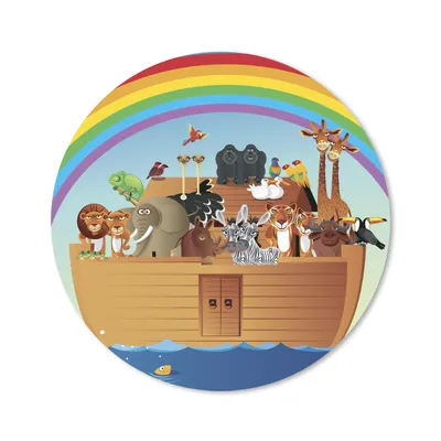 Produktbild von MuchoWow® Mauspad Mousepad Eine Illustration von Noahs Arche unter dem Regenbogen 20x20 cm - Mousepads - Maus Mat - Pad - Mausunterlage - Schreibtischmatte