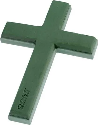 Produktbild von OASIS® Nass-Steckschaum Kreuz AZILA, Trauerfloristik, EcoBase Hartschaumboden, Aufstellhölzer, grün, 46x31x4,5cm - Nasssteckmasse