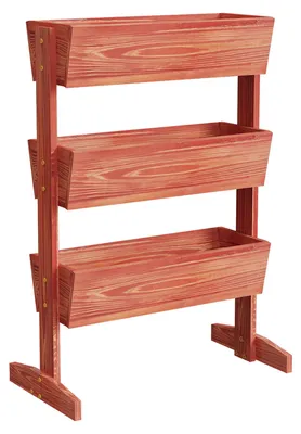 Image de Jardin vertical à 4 niveaux - Étagère surélevée pour bacs de plantation - Bois - De forme en escalier, idéale pour les herbes aromatiques et les légumes - Autoportant, dimensions : 69 x 39 x 106 cm - Capacité de charge jusqu'à 80 kg - Couleur : brun rougeâtre