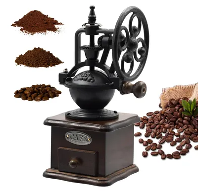 Kaffeemühle Handbetrieb, Holz, Vintage, für French Press, Espresso