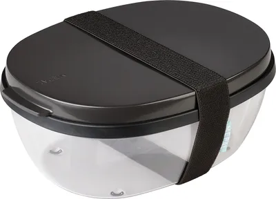 Produktbild von Mepal - Salatbox Ellipse - Salat-Lunchbox mit mehreren Fächern - Bento-Box für Salate unterwegs - Gesundes Mittagessen & Lifestyle - Plastik Meal Prep Box - 1300 ml + 600 ml - Nordic black