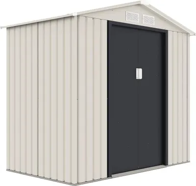 Produktbild von Gerätehaus aus Metall "Nebraska" - 2,71 m² - Beige/Anthrazitgrau
