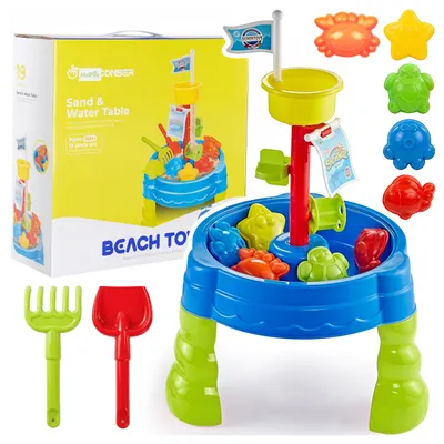 Produktbild von Malplay Sand- Und Wassertisch 19 El. Sensory Beach Set Trichterformen Geschenk ab 3 Jahren