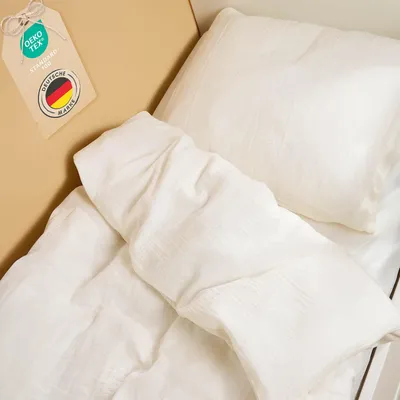 Image de Laleni linge de lit enfant 200x135 cm & 80x80 cm en coton, mousseline ivoire
