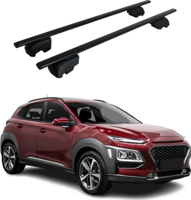 Image de Barres de toit Transversales pour Hyundai Kona 2017-2023 Fer Noir ABE