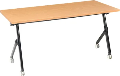 Zdjęcie produktu dla BELIANI Biurko składane brązowe z czarnym metalowe blat MFC 160 x 60 cm z kółkami mobilne prostokątne nowoczesny wygląd