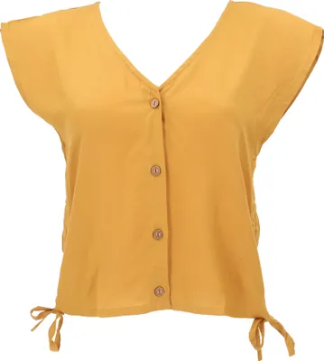 Produktbild von Luftiges Boho Blusentop, Basic Sommertop mit Raffiniertem Rückenausschnitt - Kurkuma, Damen, Gold, Viskose, Größe: S