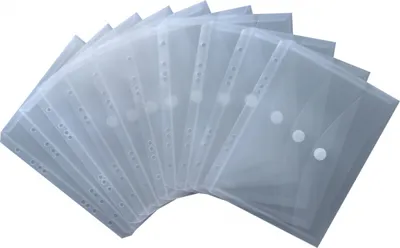 Produktbild von Dokumententaschen Sammelmappen Sichttaschen A5 transparent natur - Dokumentenmappe zum Abheften mit EURO-Lochung, Abheftrand, Klappe und Klettverschluss - 10 Stück