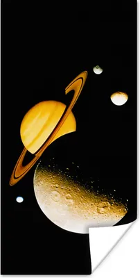 Produktbild von MuchoWow® Poster Saturn und seine Monde 60x120 cm - Wandschmuck