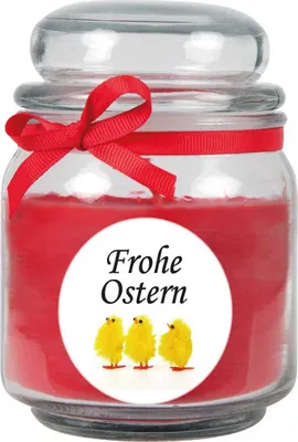 Obrázek produktu pro Vonná svíčka jako velikonoční dárek (vůně růže), design: kuřátko - svíčka jako velikonoční dekorace - 300 g. Vosk s dobou hoření cca 70 hodin