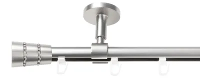 Produktbild von SN Deco Gardinenstange Innenlauf Rennes, 19 mm, 1-läufig, Stahl, Komplett-Set mit Ringen, Profildeckentrager, 180 cm, chrom matt