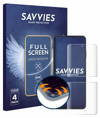 Produktbild von 4x Savvies Fullscreen Schutzfolie für Nubia Flip 2 Displayschutz Folie Fullcover Klar Transparent