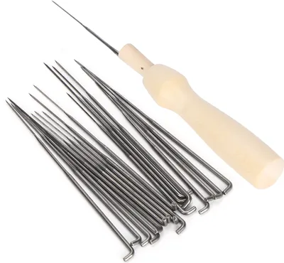 Image de Kit de 18 aiguilles à feutrer en laine avec manche en bois et bac pour la fabrication de jouets DIY et les travaux manuels