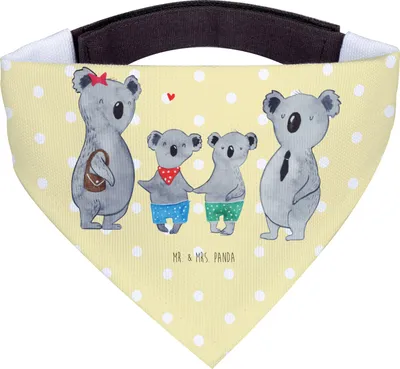 Produktbild von Mr. & Mrs. Panda Bandana Koala Familie zwei - Gelb Pastell - Geschenk, Halstuch Hund, Für Hunde, Dreieckstuch, Zusammen, Muttertag, Koalabär