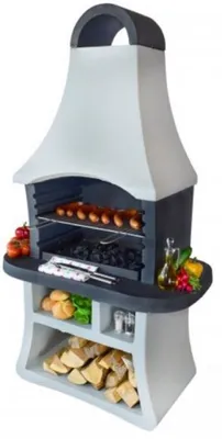 Produktbild von Casa Padrino Luxus Gartengrill Weiß / Grau 98 x 58 x H. 177 cm