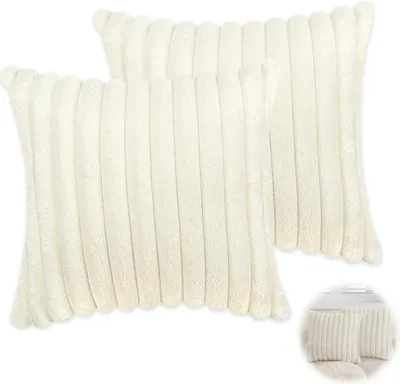 Produktbild von 2er-Pack dekorative Kissenbezüge aus Kunstfell-Plüsch, Couchkissenbezug, weiche Kissenbezüge (45,7 x 45,7 cm)