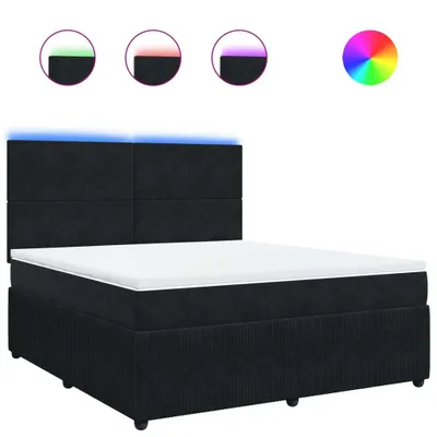 Produktbild von Boxspringbett mit Matratze Schwarz 180x200 cm Samt
